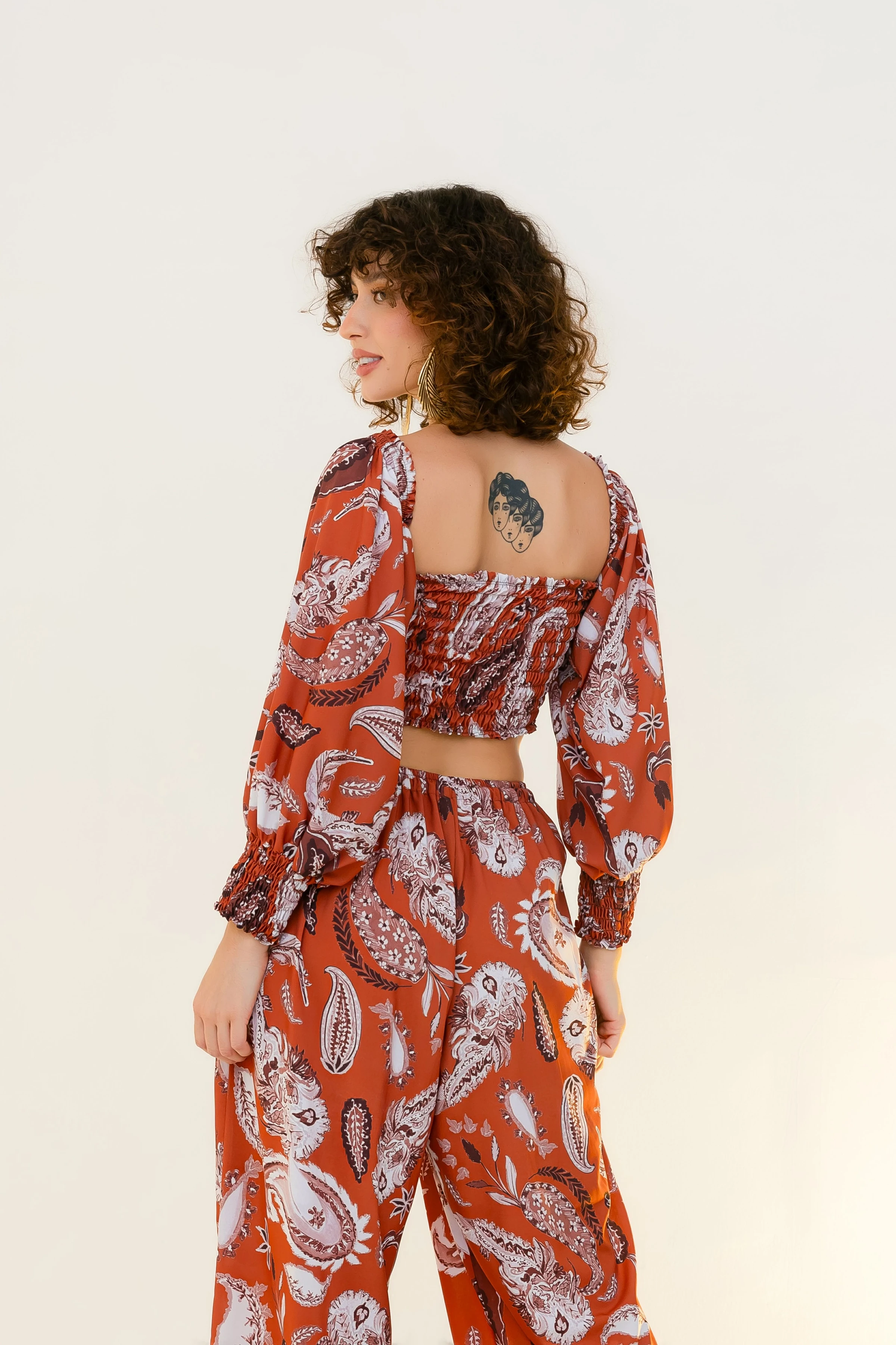 PRÉ-VENDA Cropped lastex manga punho Paisley - 5