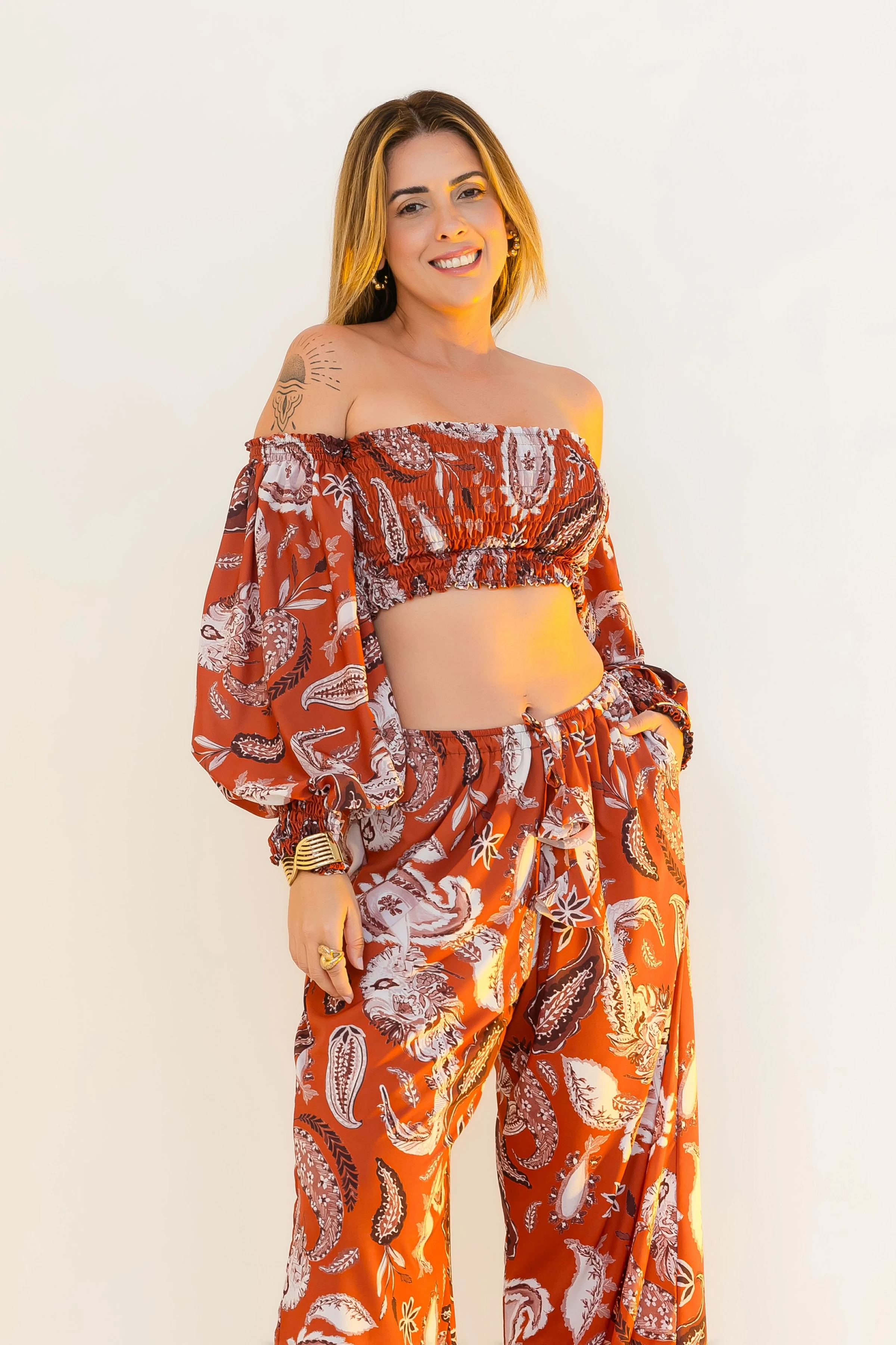 PRÉ-VENDA Cropped lastex manga punho Paisley - 7