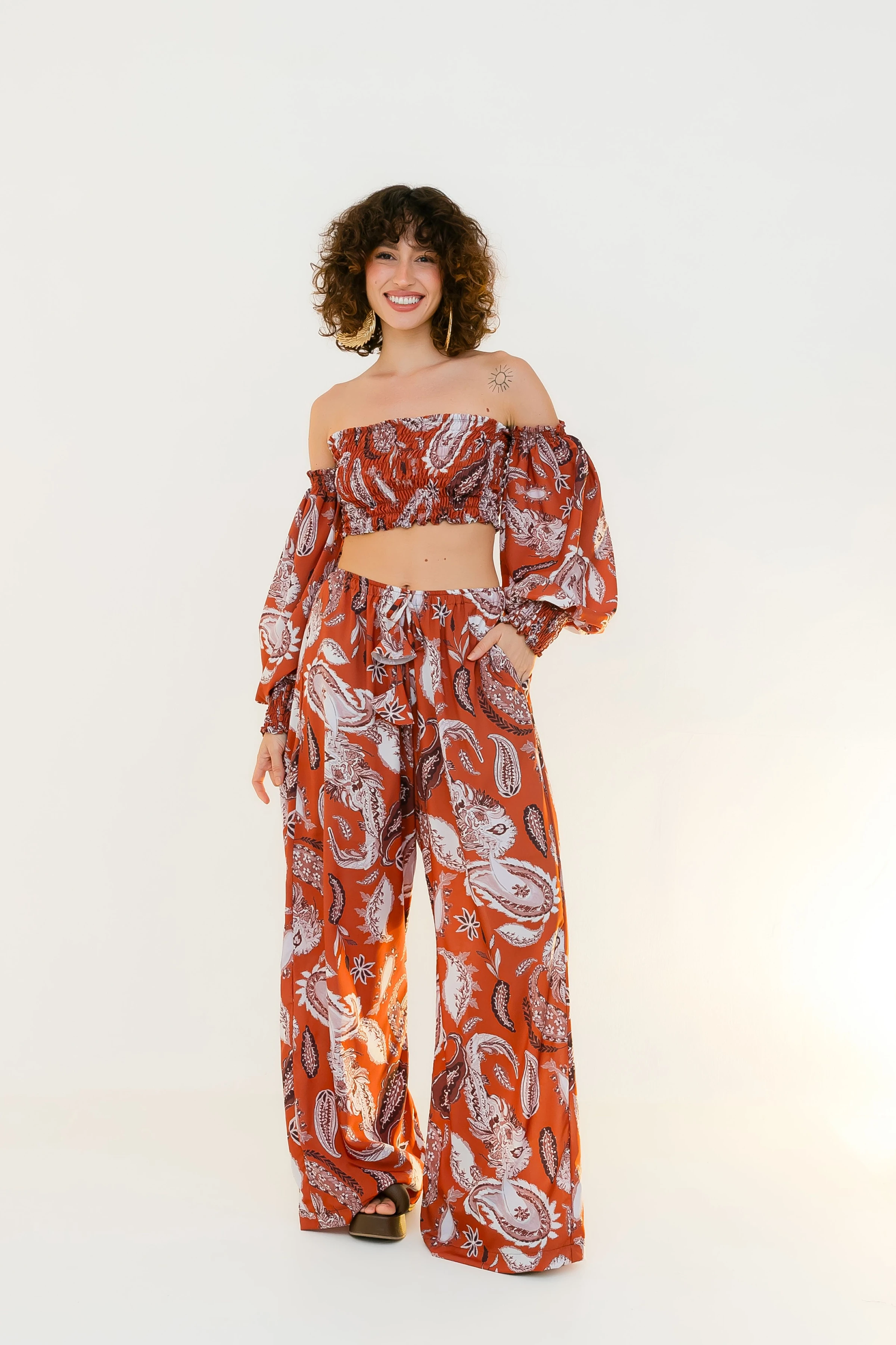PRÉ-VENDA Cropped lastex manga punho Paisley - 6