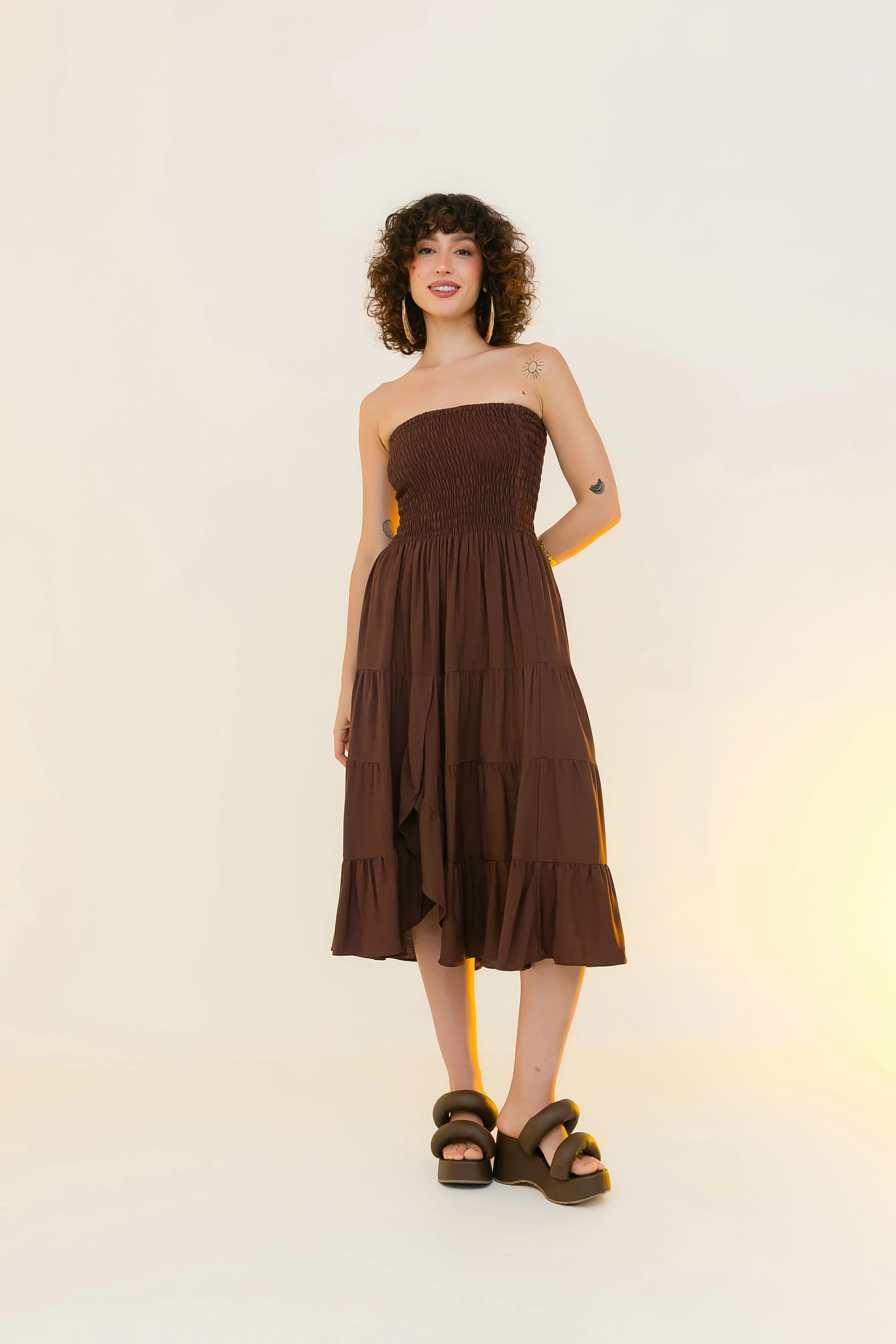 PRÉ-VENDA Vestido que vira saia Café  - 1