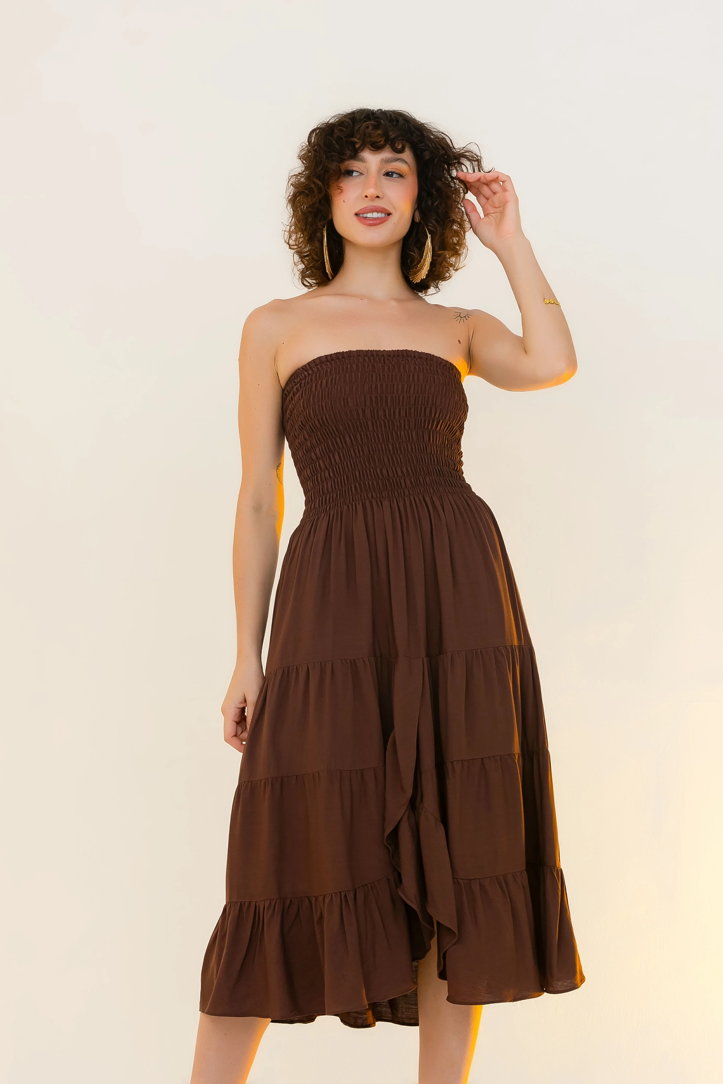 PRÉ-VENDA Vestido que vira saia Café  - 3