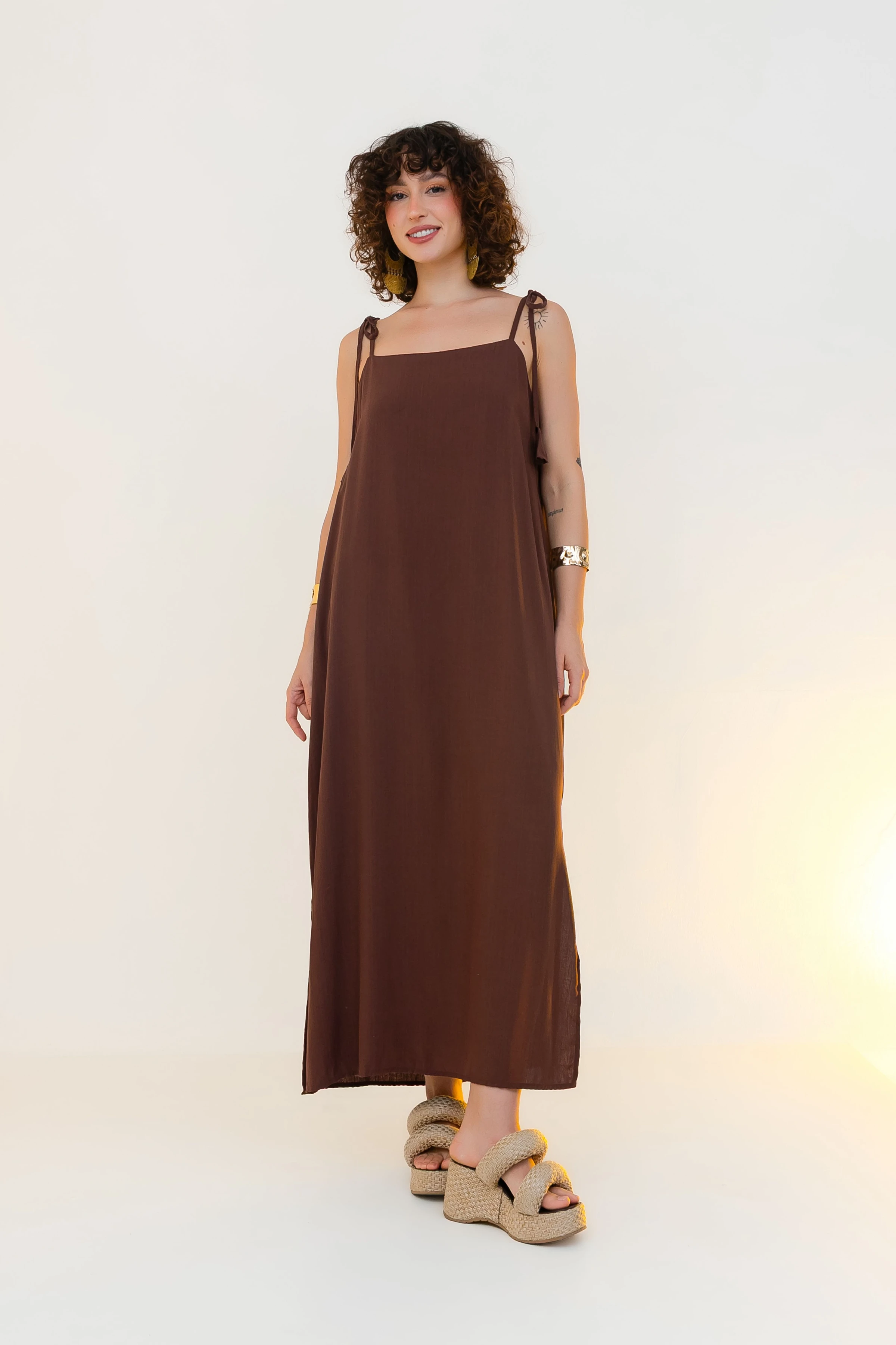 PRĂ-VENDA Vestido Gal CafĂ© - 1