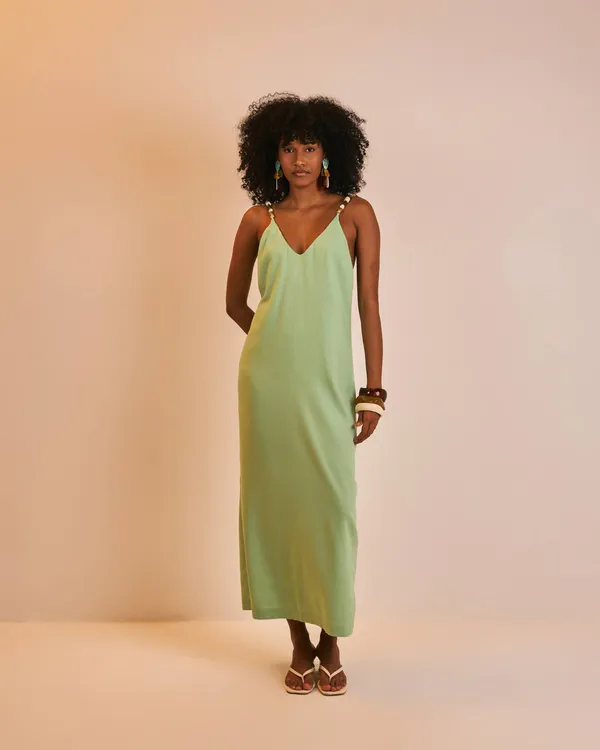 PRÉ-VENDA Vestido longo Joyce verde menta - imagem 1