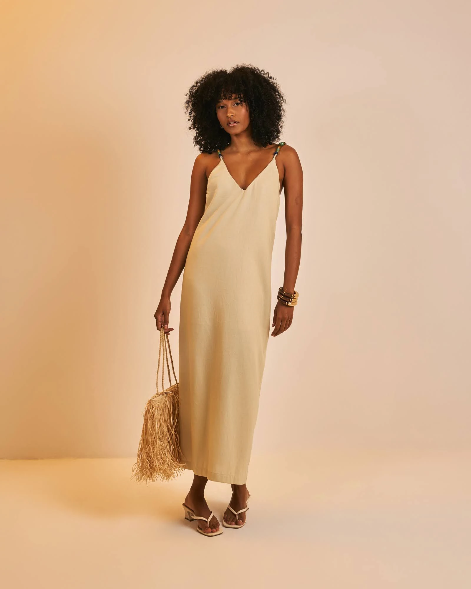 PRÉ-VENDA Vestido longo linho Joyce Areia - 1