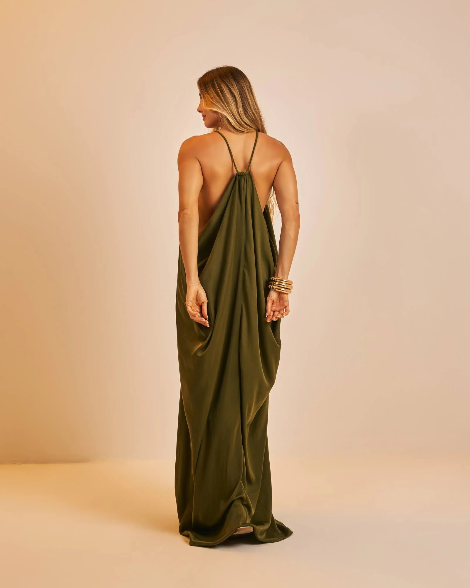 PRÉ-VENDA Vestido longo Cássia verde Olívia   - 2