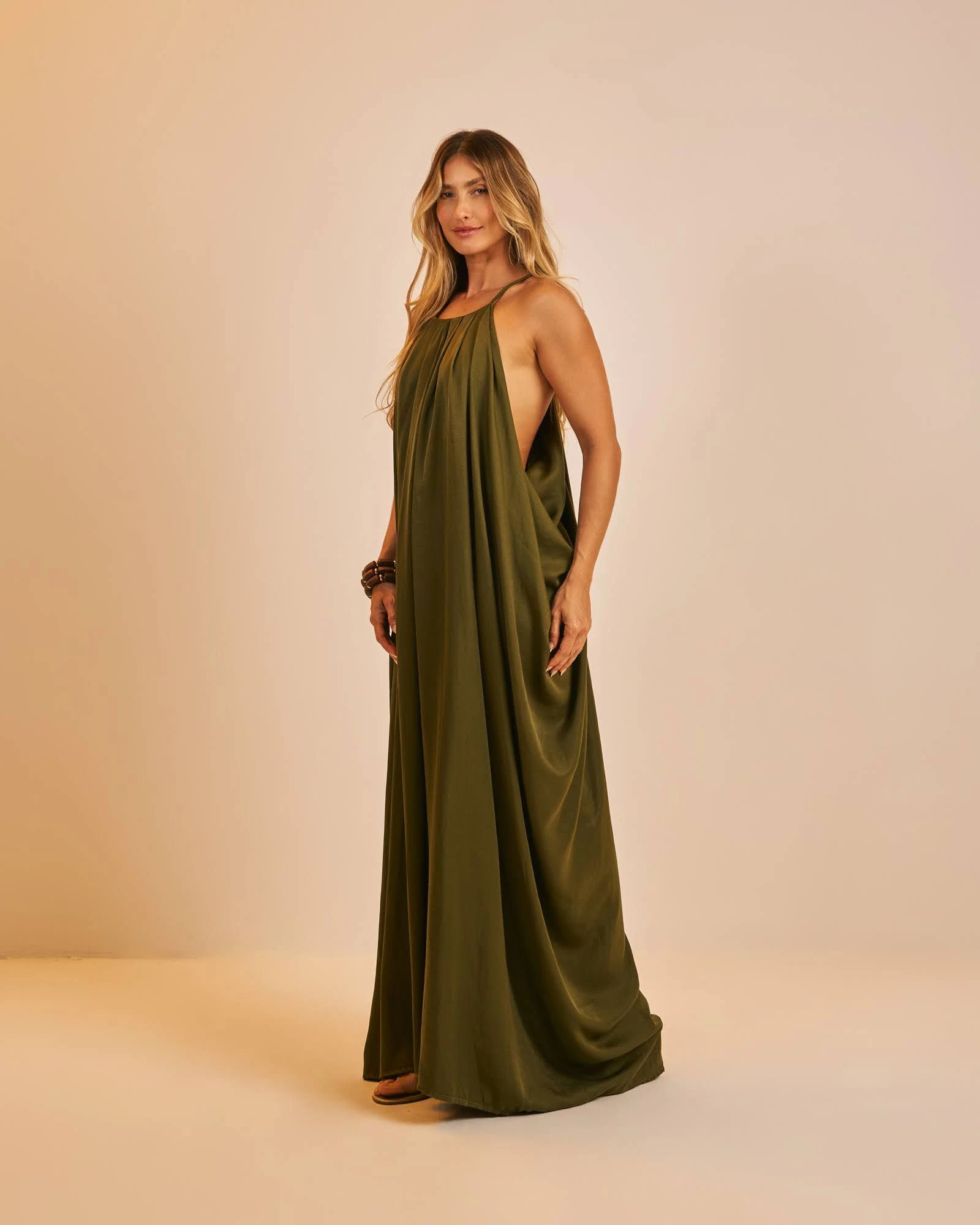 PRÉ-VENDA Vestido longo Cássia verde Olívia   - 3