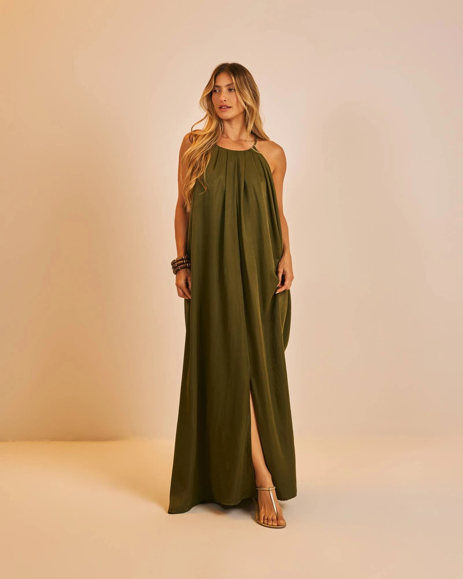 PRÉ-VENDA Vestido longo Cássia verde Olívia   - 1