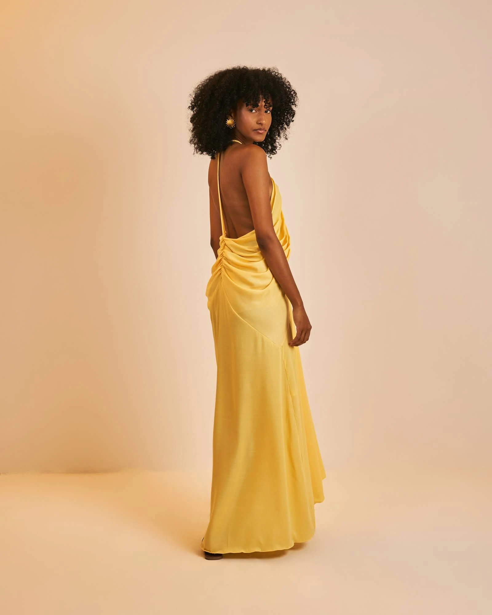 PRÉ-VENDA Vestido longo Caraíva amarelo manteiga  - 2