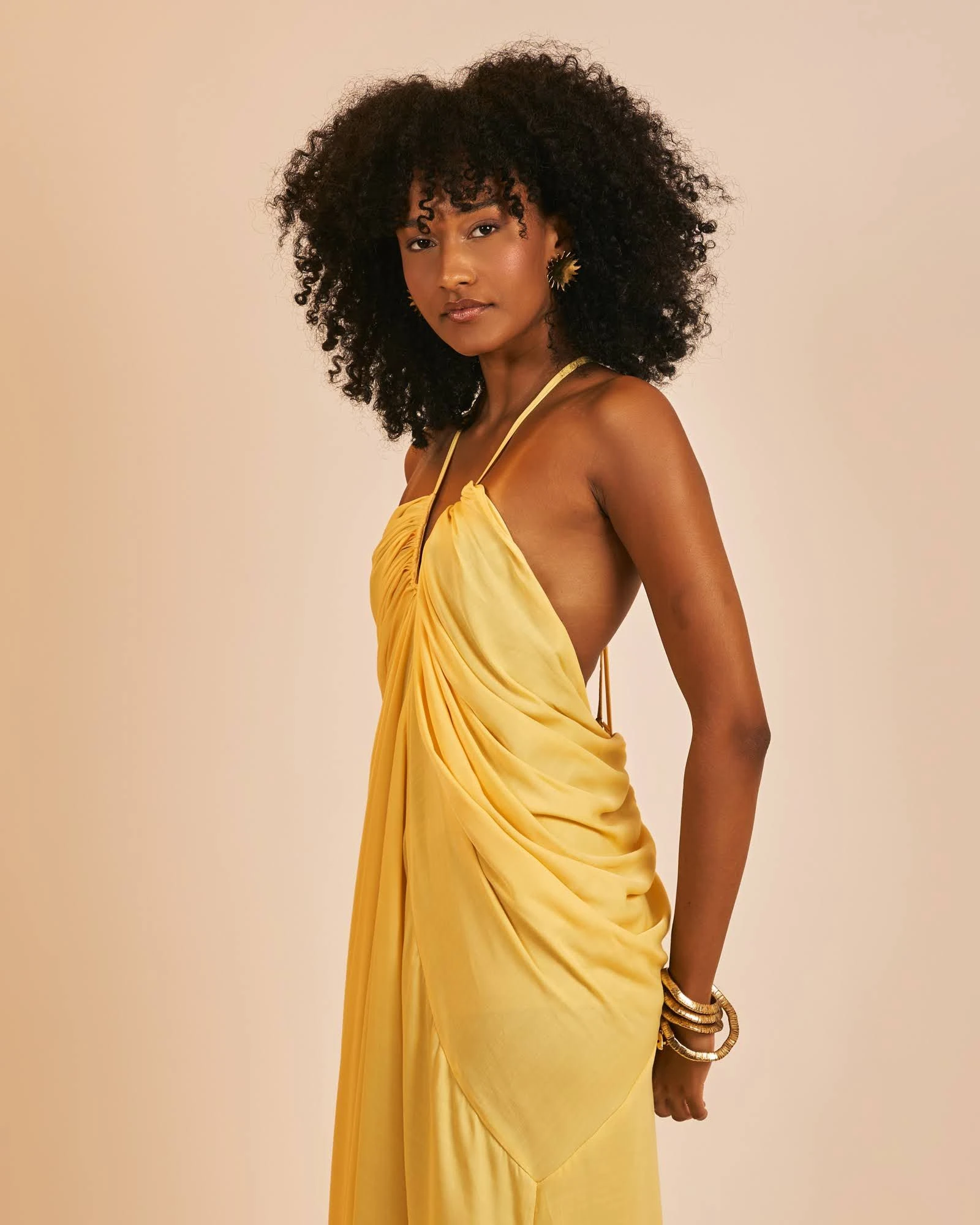 PRÉ-VENDA Vestido longo Caraíva amarelo manteiga  - 5