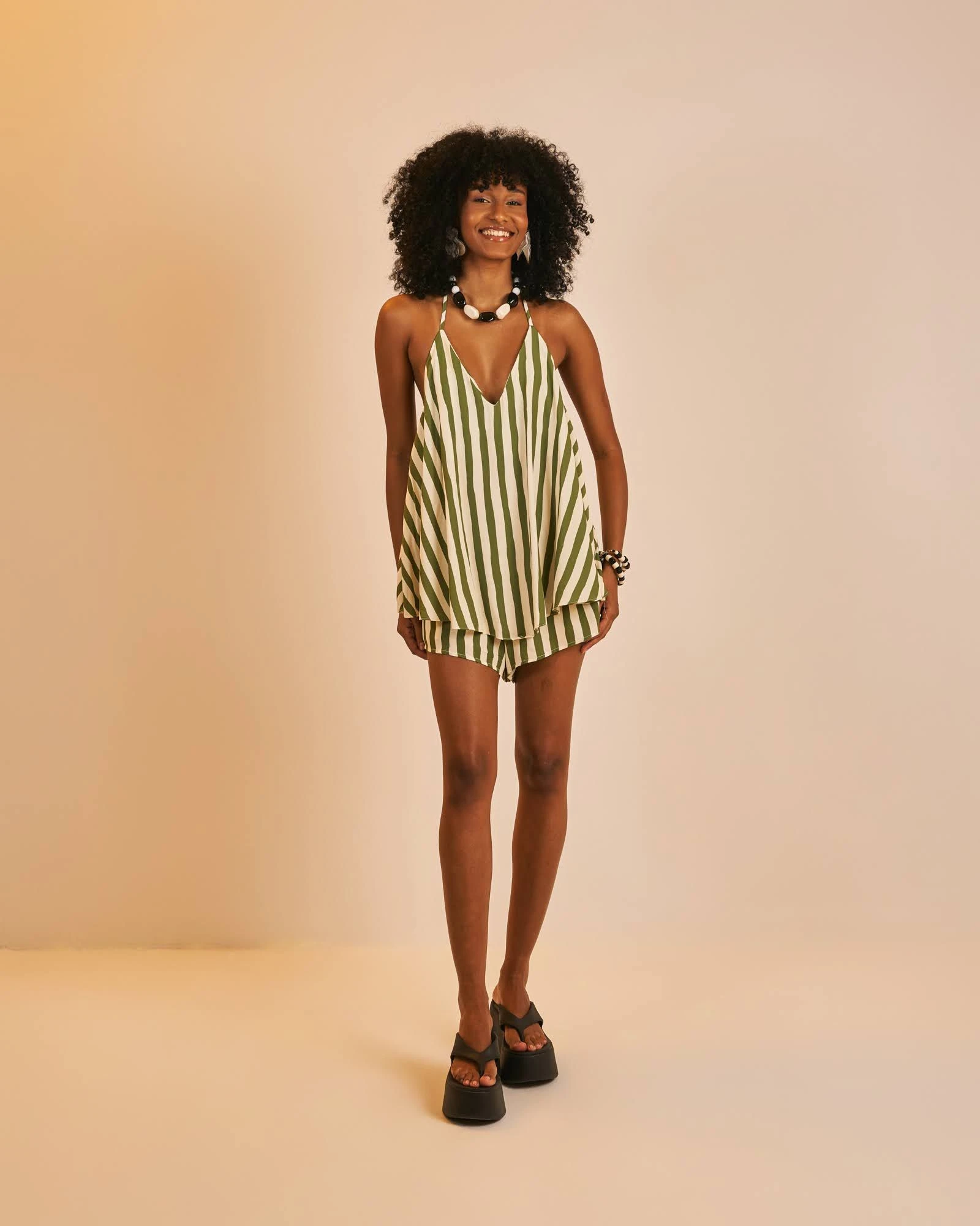 PRÉ-VENDA Blusa Sabiá Listras Verdes  - 3