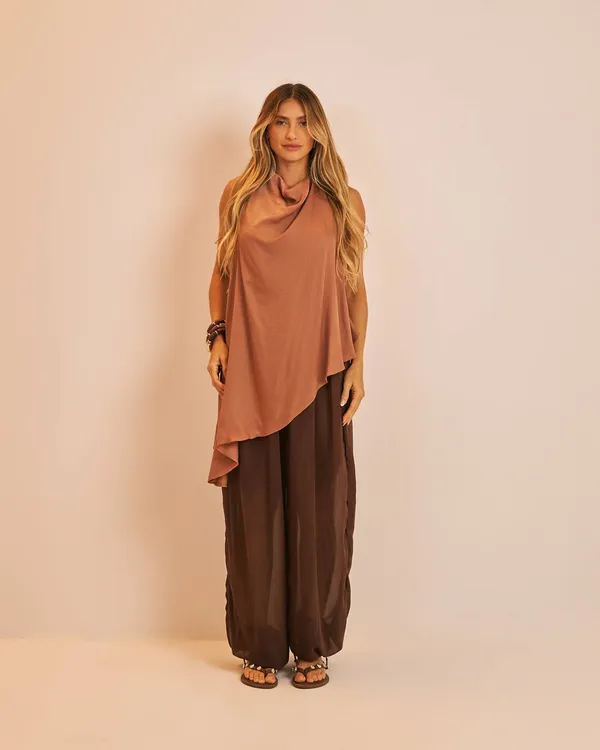 PRÉ-VENDA Blusa assimétrica Zide Avelã  - imagem 3
