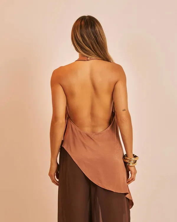 PRÉ-VENDA Blusa assimétrica Zide Avelã  - imagem 2