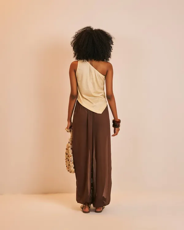 PRÉ-VENDA Blusa Assimétrica Lisianto Champagne - imagem 2