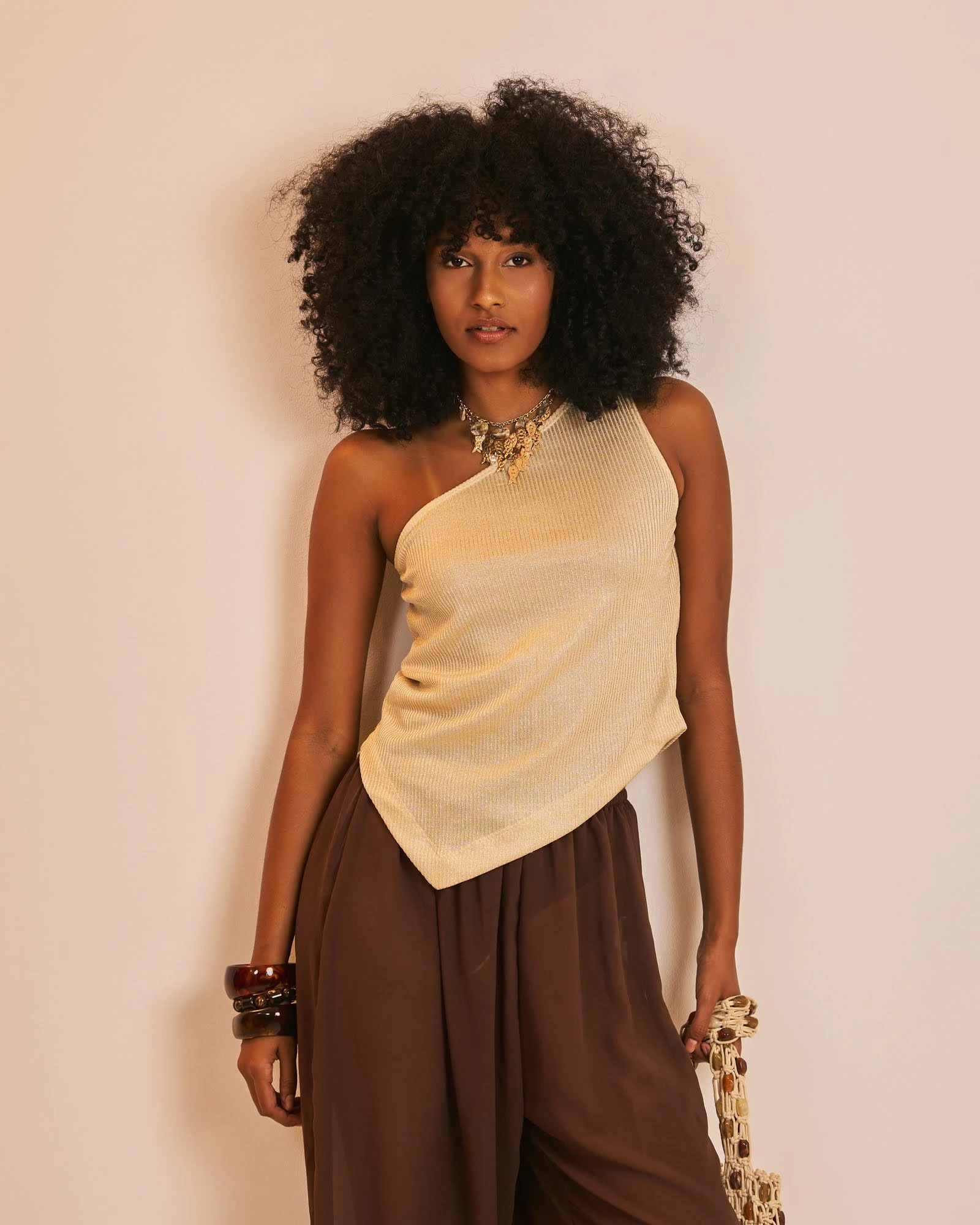 PRÉ-VENDA Blusa Assimétrica Lisianto Champagne - 1