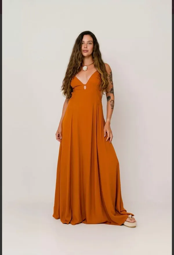 PRÉ-VENDA Vestido Ilha Bela Caramelo - imagem 1
