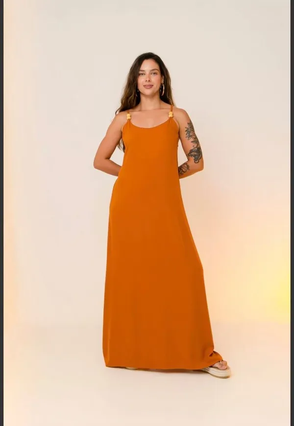 PRÉ-VENDA Vestido Grécia Caramelo - imagem 1
