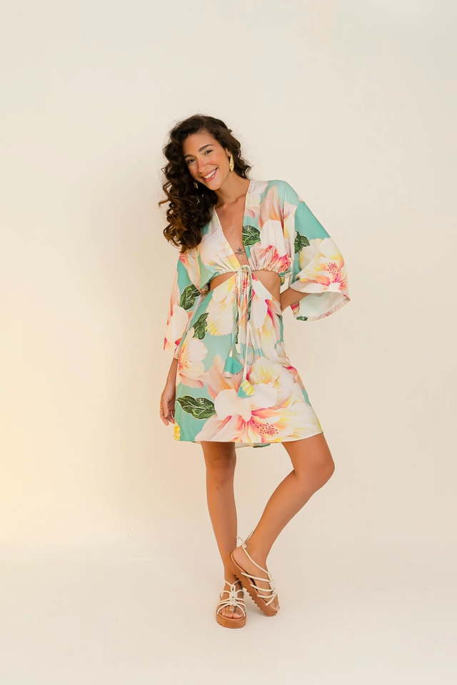 PRĂ-VENDA Vestido Angra curto Aquaflor - 1