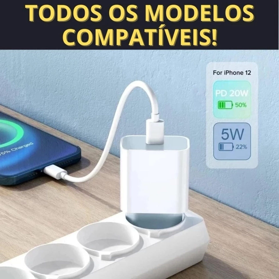 Carregador Adaptador de Energia 20w USB-C Rápido Compativel com Iphone   - 5