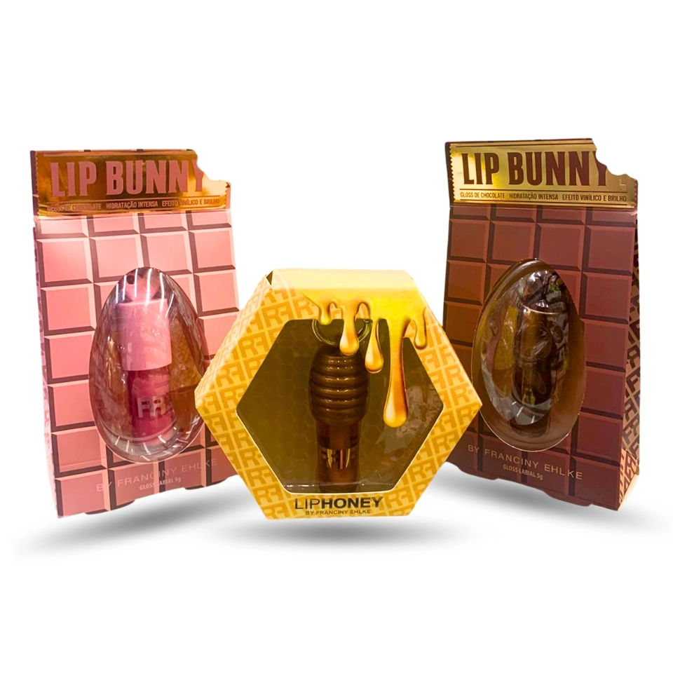 Kit Gloss Franciny Ehlke Lip Honey + Lip Bunny + lip love Hidratação e Brilho Intenso Efeito Bocão - 2