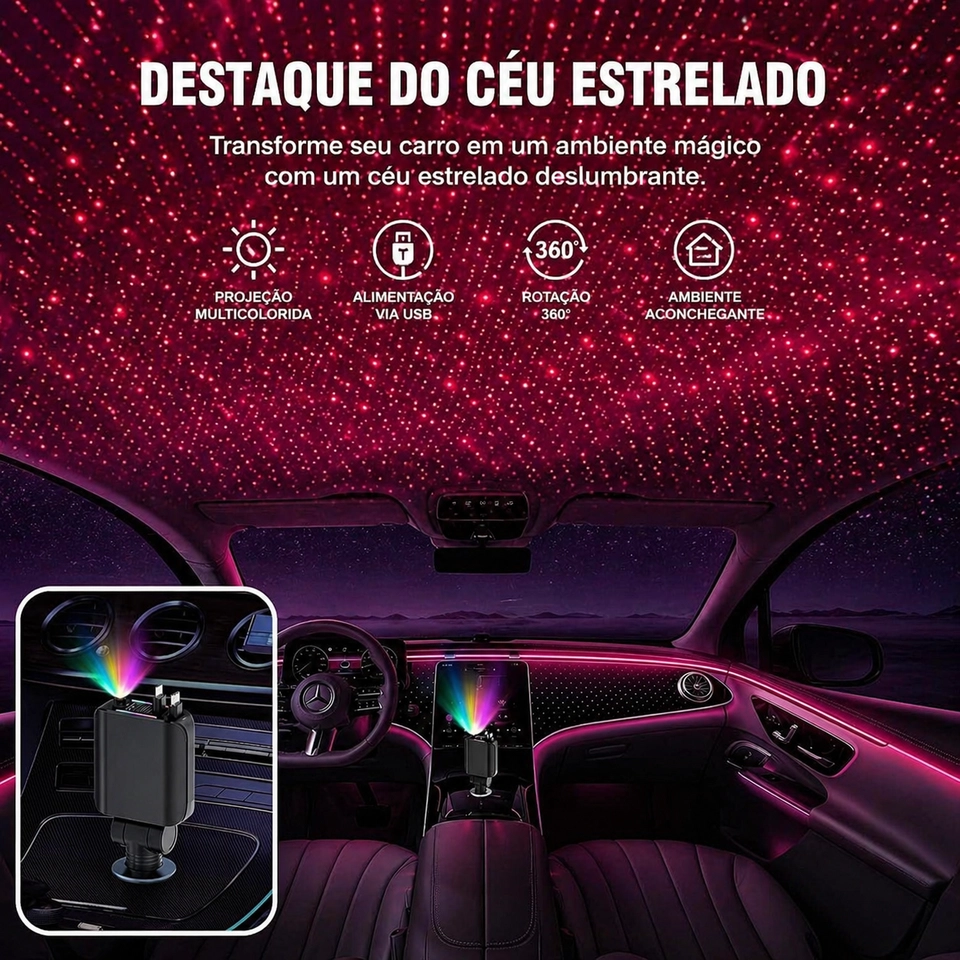 Carregador de Carro 120W USB-C Retrátil - Carga Rápida iPhone 15/14/13, Samsung - Luz LED 12V/24V - 7