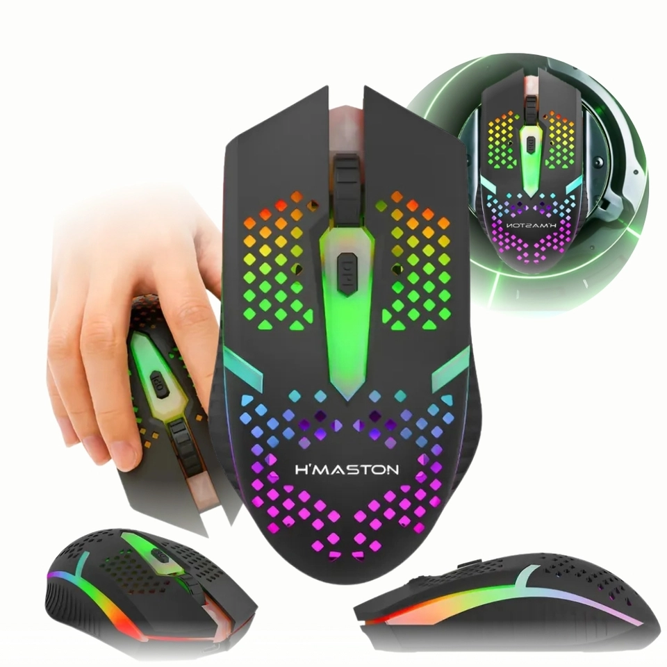 Mouse Gamer Sem Fio Recarregável com LED RGB, Bluetooth e Conexão 2.4 GHz Compatível - imagem 1