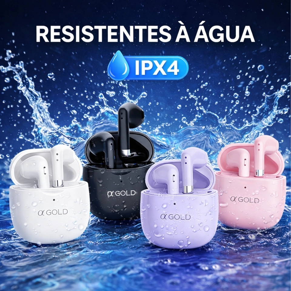 Fone de ouvido bluetooth sem fio touch 5.3 prova agua FN-BA39 A' gold - 6