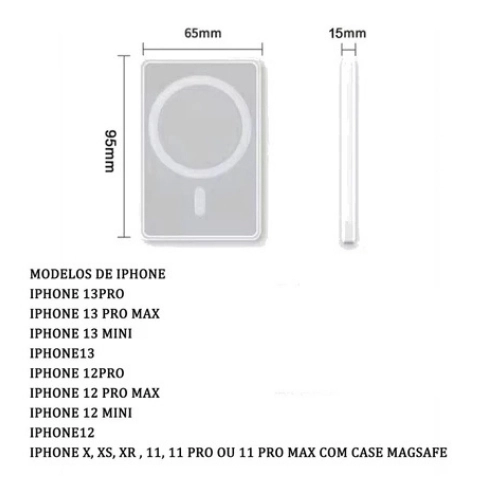 Carregador Portátil 5000Mah Sem fio Bateria Carga - imagem 3