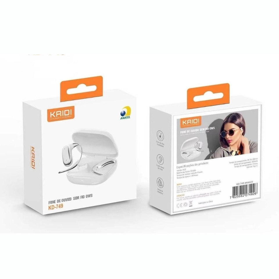 Fone de Ouvido Sem fio Bluetooth Condução de Ar OWS Kaidi KD-749 Modelo 2026 - imagem 5
