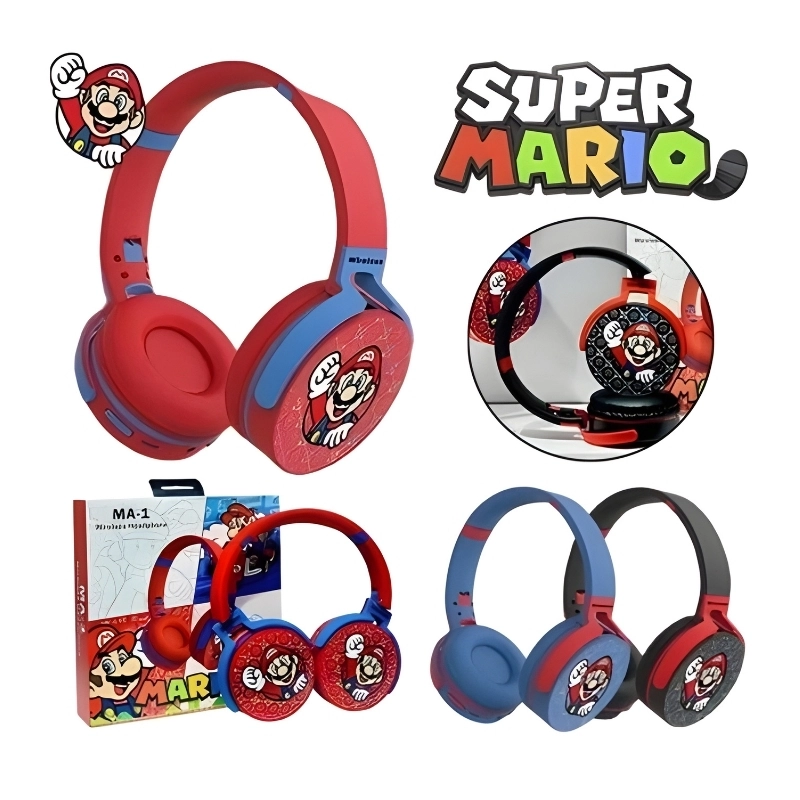 Fone de ouvido Bluetooth Sem Super Mario Cartoon headphones JB MA-1 - 7