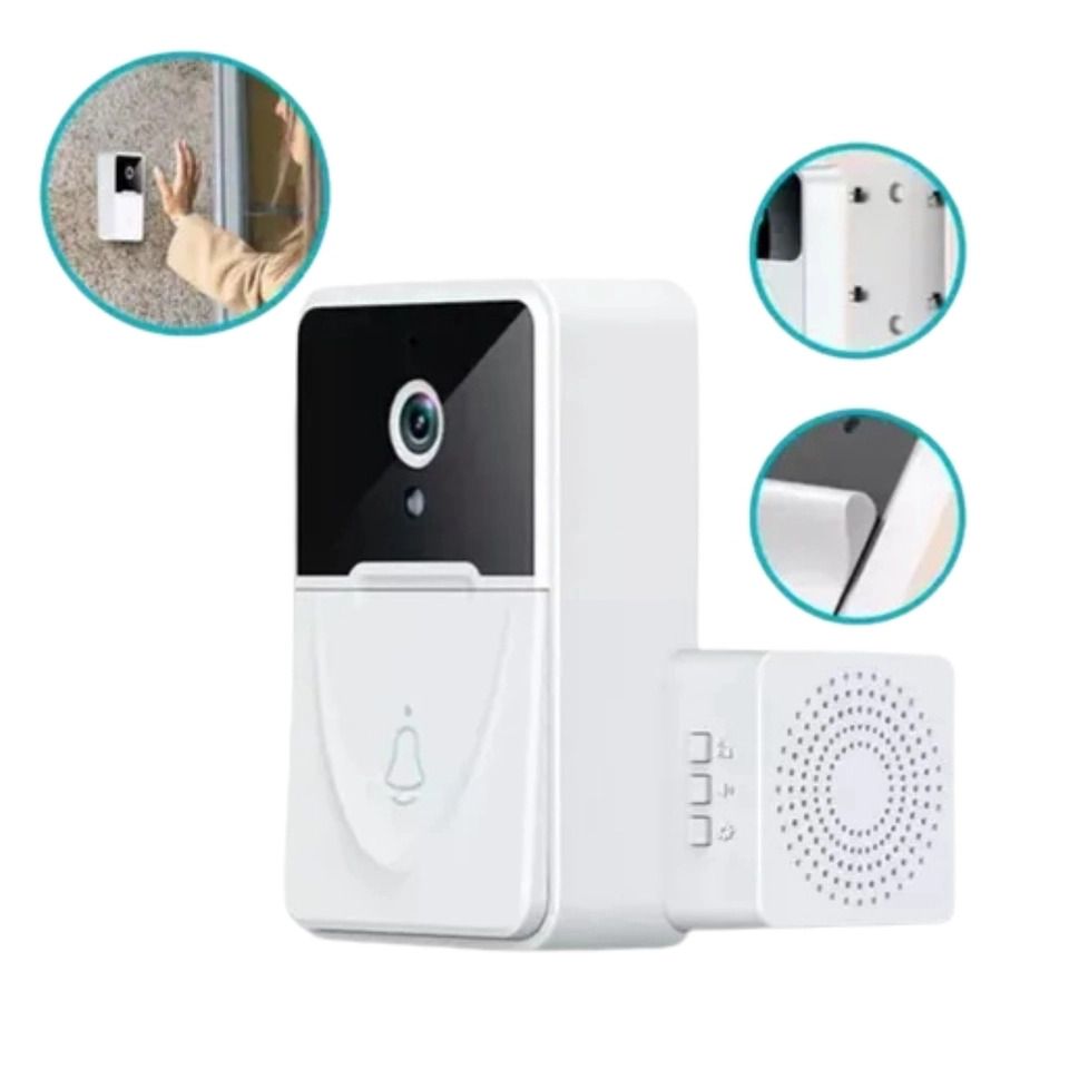 Campainha Inteligente Interfone Câmera Áudio Wi-fi Protetora - 1