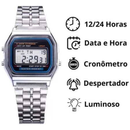 Relógio De Pulso Digital Vintage Unissex Feminino E Masculino Esportivo Retrô  - 4