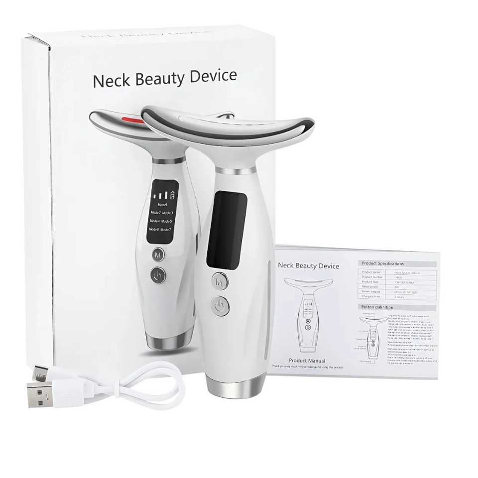 Massageador Recarregável de 7 Modos para Rosto e Pescoço - Alimentado por USB, Design Ergonômico - 6
