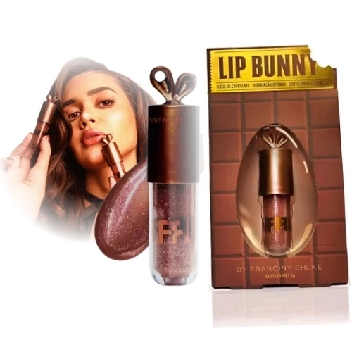Gloss Labial Fran by Franciny Ehlke Lip Bunny 5G Chocolate Hidratante Protetor Chaveiro - 1