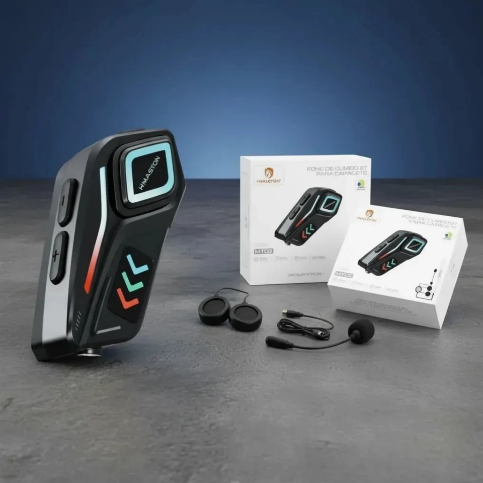 Fone de ouvido bt para capacete ANC Bluetooth 5.4 LED IP65 Tipo-c 40H H'maston MT-02 - 8