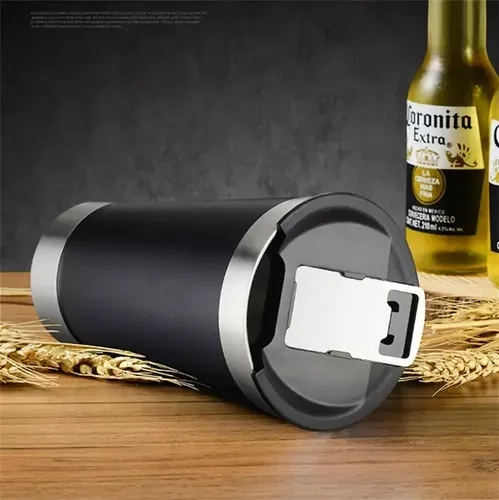 Copo Térmico Cerveja Chopp Inox Com Tampa E Abridor 473ml - imagem 5