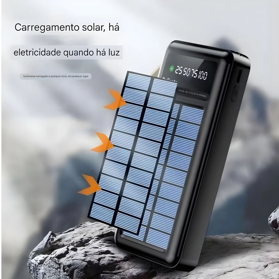 Power Bank Solar Original IT-BLUE 10000mAh com Lanterna LED Cabos Tipo C iOS e Micro USB - imagem 4