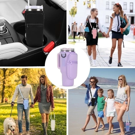 Bolsa Porta-garrafas De Água Compatível Com Copo 40oz 1,2 Litro Para Celular Chaveiro Com Alça De Ombro Ajustável - 6