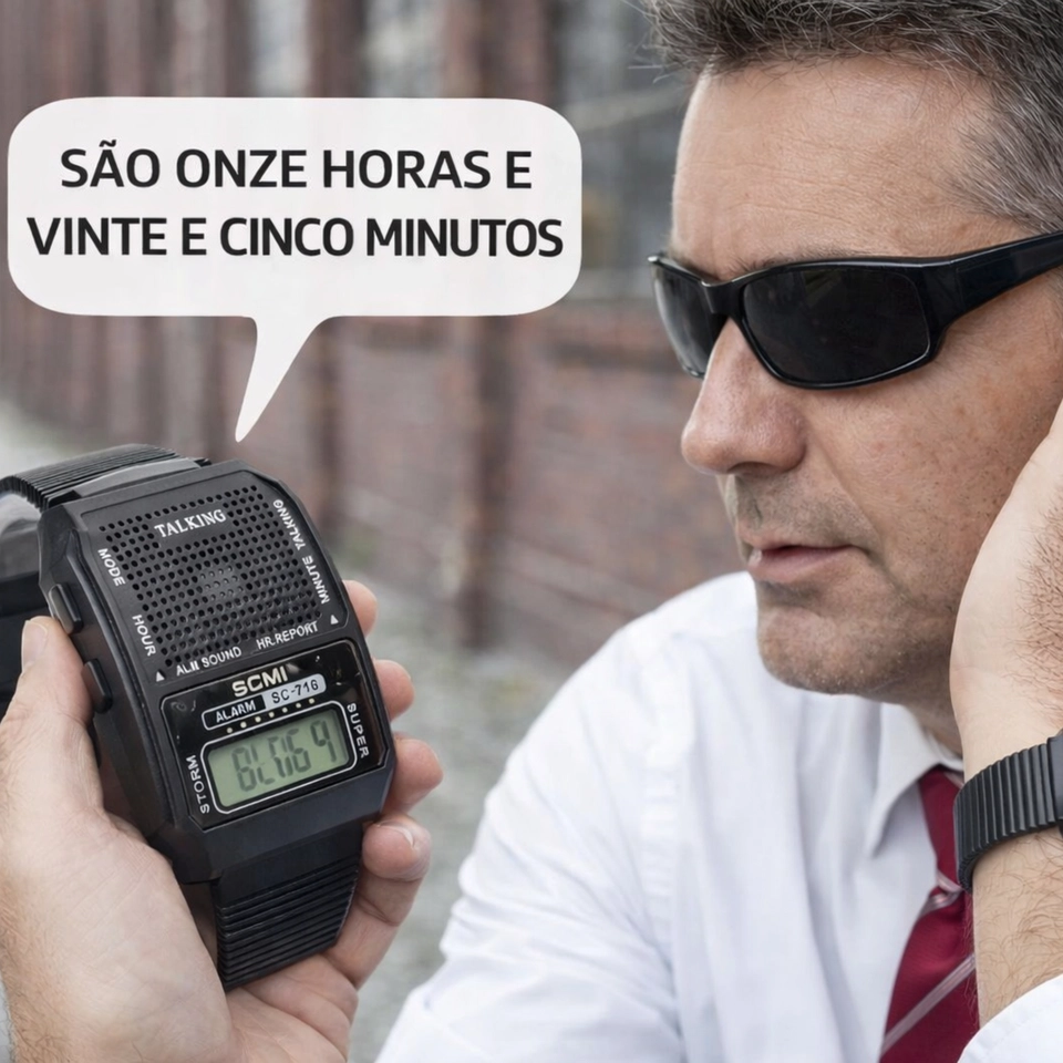 Relógio FALA HORA Deficiente Visual Idoso Cego Talking ( idioma em Português) - imagem 2