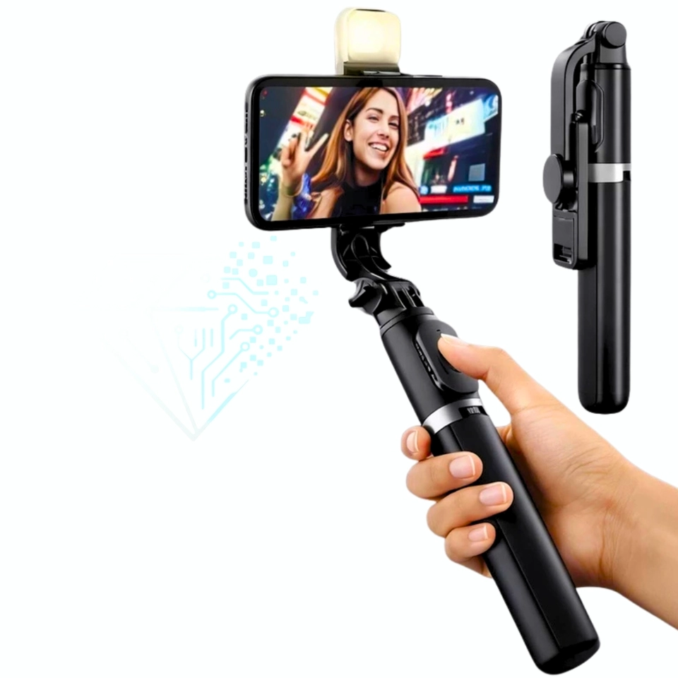Tripé Selfie para Celular com Luz LED e Controle Bluetooth – Bastão de Selfie Ajustável com Tripé - 4