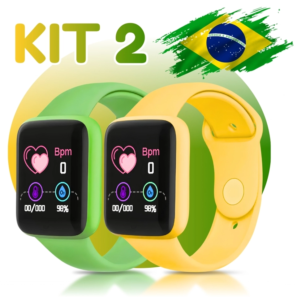 Kit 2 Relógio Smartwatch Android Ios Inteligente D20 Y68 Bluetooth coloca foto - imagem 1
