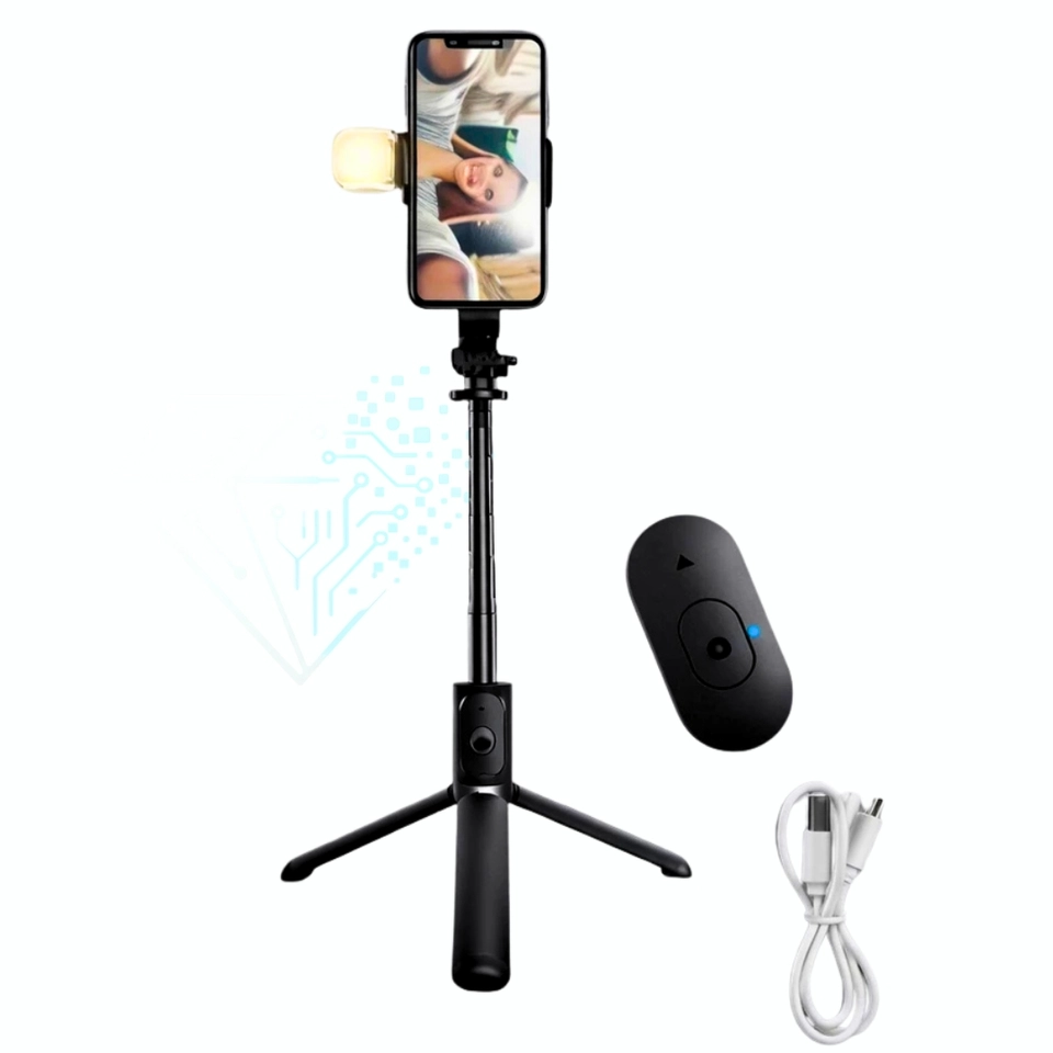 Tripé Selfie para Celular com Luz LED e Controle Bluetooth – Bastão de Selfie Ajustável com Tripé - 6