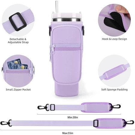 Bolsa Porta-garrafas De Água Compatível Com Copo 40oz 1,2 Litro Para Celular Chaveiro Com Alça De Ombro Ajustável - 8