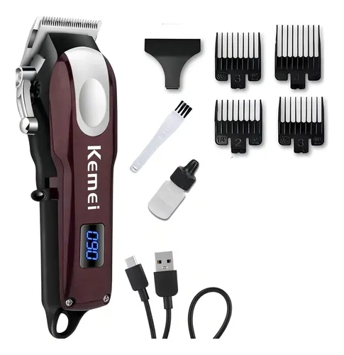 Máquina Profissional Para Cabelos - Sem Fio - Kemei Km-2606 Cor Chocolate - 1