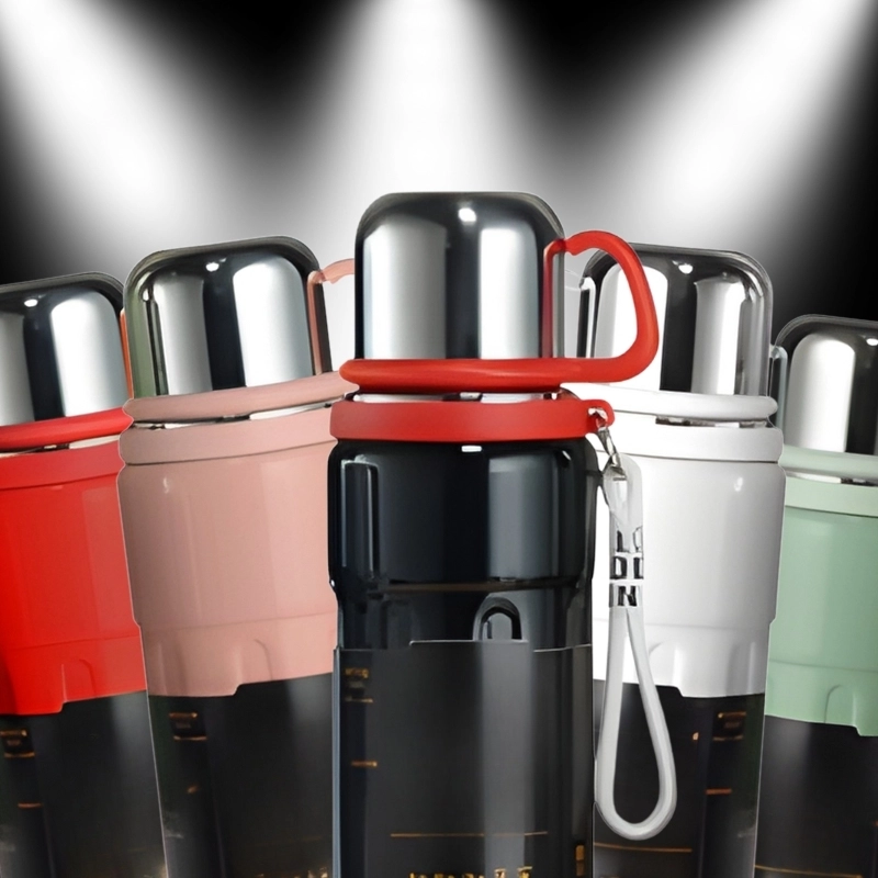 Garrafa Térmica 800ml Inox Premium com Tampa Copo e Alça de Silicone – Mantém Quente ou Frio - 2