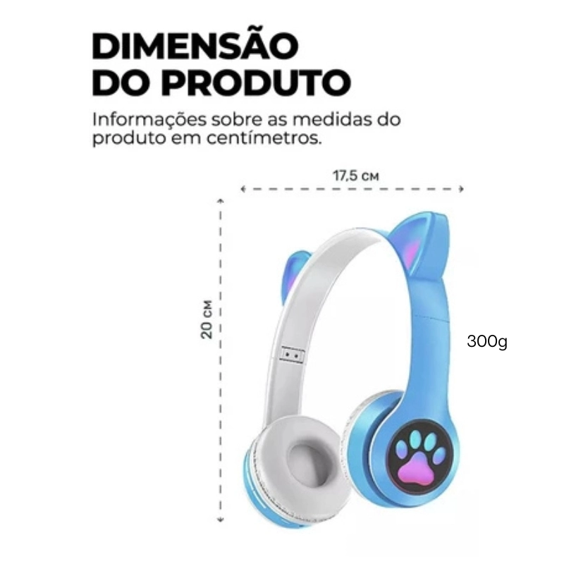 Fone Orelha De Gato Gatinho Headphone Bluetooth Led Sem Fio Com Microfone - 4