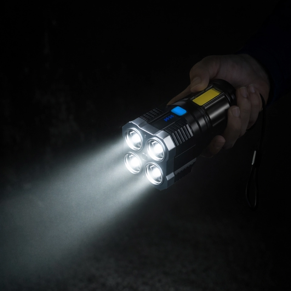Lanterna Tática Led Militar 4 Leds Super Potente Alto Brilho Branco Preto - 5