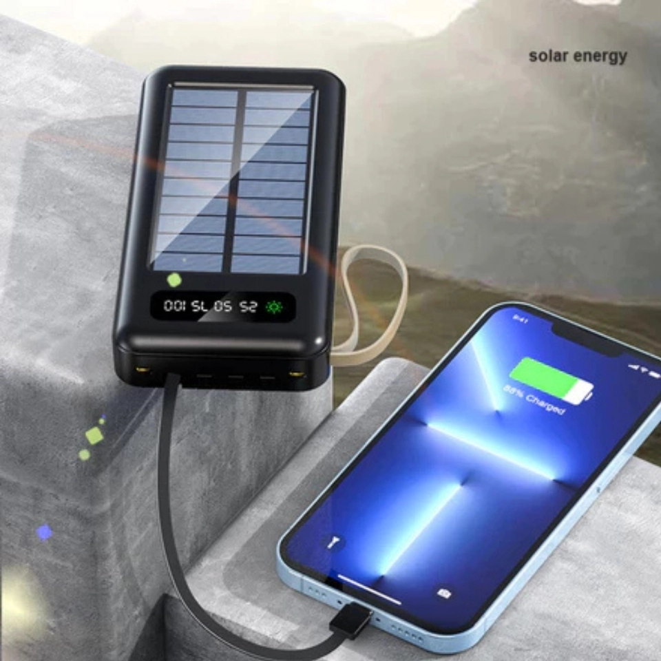 Power Bank Solar Original IT-BLUE 10000mAh com Lanterna LED Cabos Tipo C iOS e Micro USB - 6