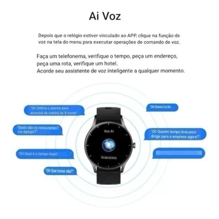 Relógio Inteligente Smartwatch com comando de Voz IA, GPS, a prova d’água Peje Redondo. - imagem 5