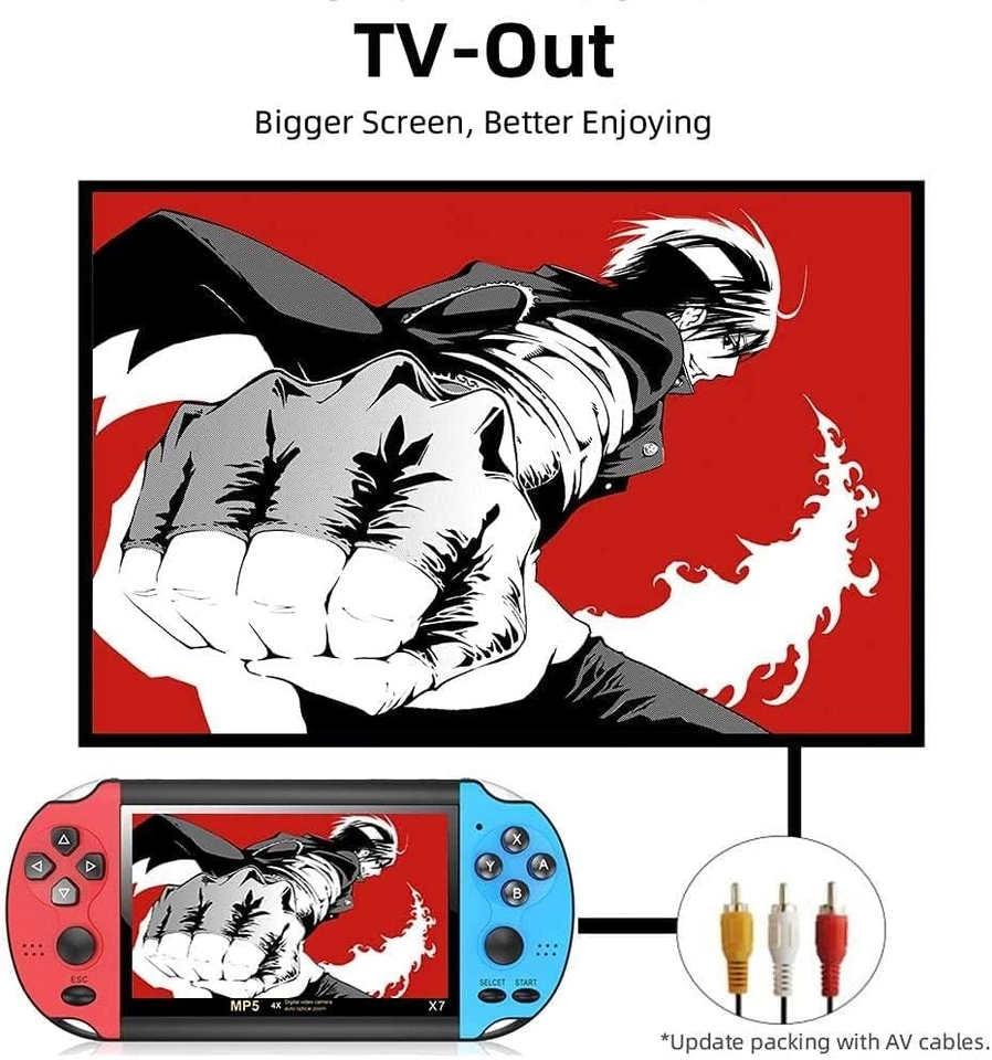 Videogame Portatil Tela 4.8 +10000 Jogos Retro 16GB, Console de Mão Memoria Expansivel - 4