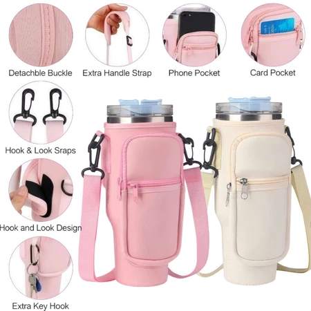Bolsa Porta-garrafas De Água Compatível Com Copo 40oz 1,2 Litro Para Celular Chaveiro Com Alça De Ombro Ajustável - 7